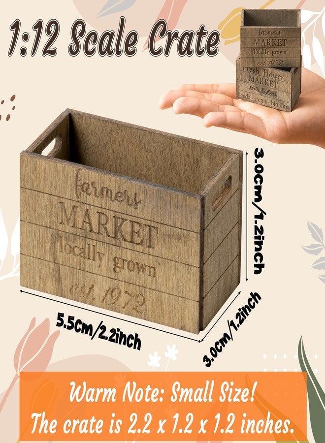 CPicdn 2.2 x 1.2 x 1.2 Inch Miniature Vintage Rustic Farmhouse Crate - 1:12 Scale Mini Farmhouse Micro Scene Decor Wooden Crate Basket Tiered Tray Decor for Fairy Garden Shelf Displays Accessories - Image 2